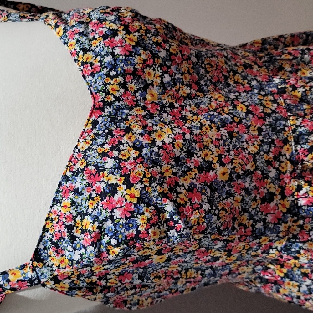 OLD NAVY DITSY FLORAL MINI DRESS CAMI TANK TOP BOHEMIAN RUFFLE HEM XL PETITE - Picture 7 of 12